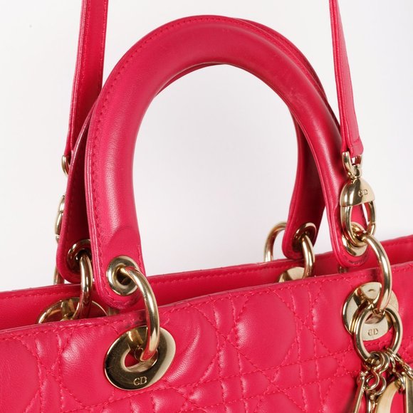 Christian Dior Medium Fuchsia Pink Lady Dior Handbag - Picture 5 of 9